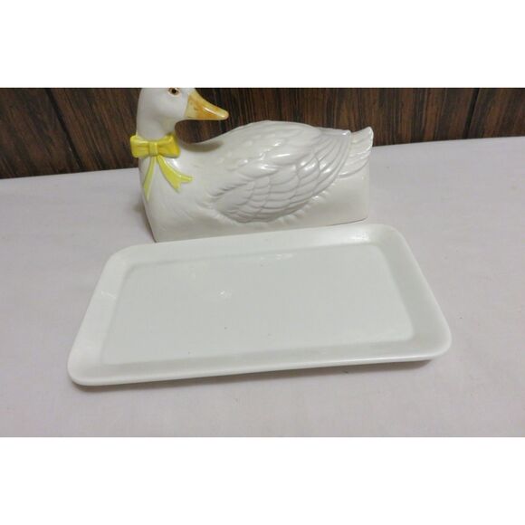 VINTAGE MIDCENTURY OTAGIRI Little Daffy GOOSE BUTTER DISH - Picture 2 of 4
